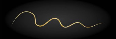 Golden doodle abstract line. Hand drawn curly swishes, swashes and swoops. 3D wave, gold swirl. Squiggly underline or upline. Vector eps10 illustration. clipart