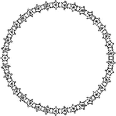 Kar tanesi dairesi çerçevesi. Sınırda kar taneleri var. Noel ve Yeni Yıl tebrik kartları ve afişler için tasarım malzemeleri. Beyaz arkaplanda tatil dekorasyonu izole edildi.