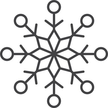 Kar tanesi ikonu. Yılbaşı ve yeni yıl tebrik kartları ve afişler tasarlamak için kar tanesi silueti. Beyaz arkaplanda izole edilmiş tatil dekorasyonu ögeleri.