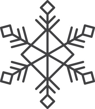 Kar tanesi ikonu. Yılbaşı ve yeni yıl tebrik kartları ve afişler tasarlamak için kar tanesi silueti. Beyaz arkaplanda izole edilmiş tatil dekorasyonu ögeleri.