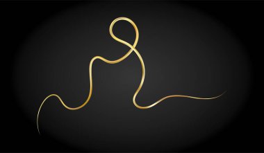 Altın karalama soyut çizgisi. Elle çizilmiş kıvırcık kıvrımlar, yumruklar ve saldırılar. Üç boyutlu dalga, altın girdap. Kıvrımlı altı ya da üstü çizili. Vektör eps10 illüstrasyonu.