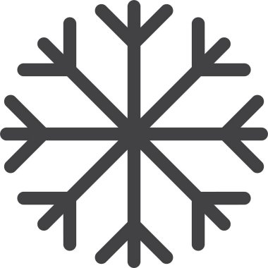 Kar tanesi ikonu. Yılbaşı ve yeni yıl tebrik kartları ve afişler tasarlamak için kar tanesi silueti. Beyaz arkaplanda izole edilmiş tatil dekorasyonu ögeleri.