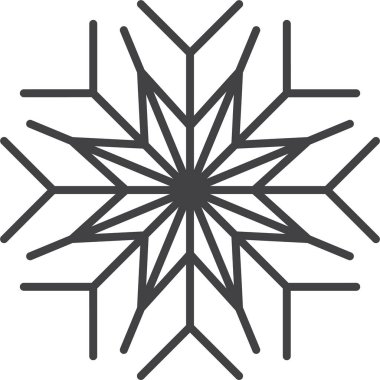 Kar tanesi ikonu. Yılbaşı ve yeni yıl tebrik kartları ve afişler tasarlamak için kar tanesi silueti. Beyaz arkaplanda izole edilmiş tatil dekorasyonu ögeleri.