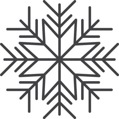 Kar tanesi ikonu. Yılbaşı ve yeni yıl tebrik kartları ve afişler tasarlamak için kar tanesi silueti. Beyaz arkaplanda izole edilmiş tatil dekorasyonu ögeleri.