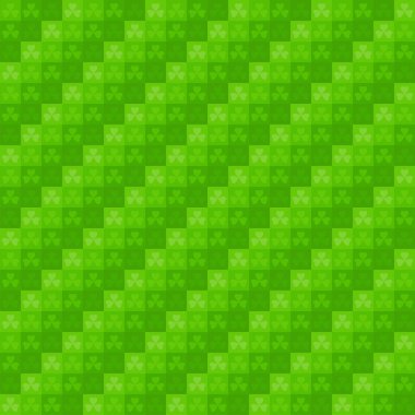 Yeşil geometrik St. Patrick deseni ve Shamrock deseni. Geleneksel İrlanda tasarımı için şenlikli yeşil dekor. Vektör illüstrasyonu.