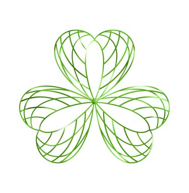 Yonca yaprağı ikonu. Üç yaprak logosu. Lüks Yeşil Çiçek sembolü. Tebrik kartı için Aziz Patrick Günü madalyası. İrlanda geleneği motifi, süs eşyası. Vektör illüstrasyonu EPS 10.