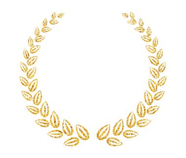 Altın parıltılı defne çelengi. Altın palmiye dalı, kazananın ödülü. Spor, sanat veya sinemada birincilik ödülü. Başarı ve başarı ödülü. Lüks amblem, logo..