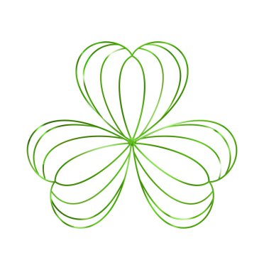 Yonca yaprağı ikonu. Üç yaprak logosu. Lüks Yeşil Çiçek sembolü. Tebrik kartı için Aziz Patrick Günü madalyası. İrlanda geleneği motifi, süs eşyası. Vektör illüstrasyonu EPS 10.