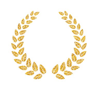 Altın parıltılı defne çelengi. Altın palmiye dalı, kazananın ödülü. Spor, sanat veya sinemada birincilik ödülü. Başarı ve başarı ödülü. Lüks amblem, logo..