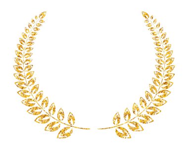Altın parıltılı defne çelengi. Altın palmiye dalı, kazananın ödülü. Spor, sanat veya sinemada birincilik ödülü. Başarı ve başarı ödülü. Lüks amblem, logo..