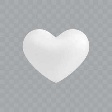 Beyaz 3D gerçekçi balon kalp. Patricks Günü Şenlik Dekorasyonu. Kutlama vektör tasarım elemanı. EPS 10.