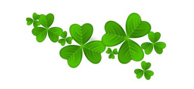 Gerçekçi yonca çelengi elementi. Yuvarlak yonca çerçevesi. Yeşil yapraklar çiçek çelengi. Trefolil sınırı. Aziz Patrick Günü tebrik kartı süslemesi. İrlanda geleneği motifi. Vektör illüstrasyonu EPS 10