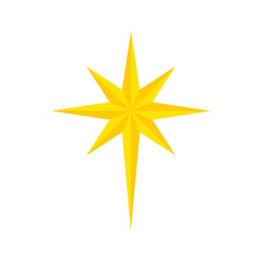 Beytüllahim Simgesi 'nin yıldızı. Noel yıldızı. Parıldayan parlak ışık. Vektör düz resimleme.