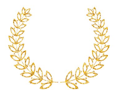 Altın parıltılı defne çelengi. Altın palmiye dalı, kazananın ödülü. Spor, sanat veya sinemada birincilik ödülü. Başarı ve başarı ödülü. Lüks amblem, logo..