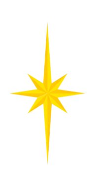 Beytüllahim Simgesi 'nin yıldızı. Noel yıldızı. Parıldayan parlak ışık. Vektör düz resimleme.