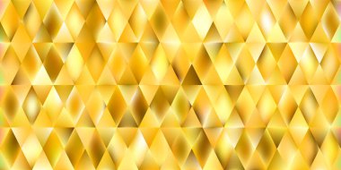 Parlak altın soyut arka plan. Elmas biçimli çokgenler. Kaburgalı cam. Lüks altın geometrik bg. Mevsimlik sonbahar tanıtımı sıcak ton duvar kağıdı. Vektör illüstrasyonu, EPS 10.