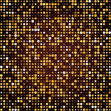 Lüks, noktalı zemin. Köpüklü altın konfeti. Pop sanat tarzı yarım tonlu ışıklar. Noel partisi çekici retro titreşim tasarımı. Vektör çizimi. EPS 10.