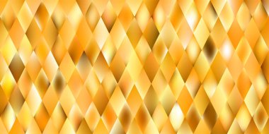 Parlak altın soyut arka plan. Elmas biçimli çokgenler. Kaburgalı cam. Lüks altın geometrik bg. Mevsimlik sonbahar tanıtımı sıcak ton duvar kağıdı. Vektör illüstrasyonu, EPS 10.
