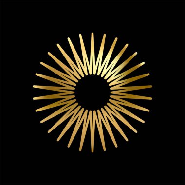 Özet Altın Yıldız ikonu. Holiday Stars sanat serisi. Art Deco modern tasarım. Geometrik Noel elementleri. Vektör çizimi. EPS 10.