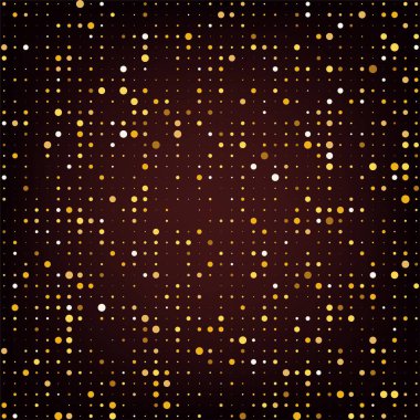 Lüks, noktalı zemin. Köpüklü altın konfeti. Pop sanat tarzı yarım tonlu ışıklar. Noel partisi çekici retro titreşim tasarımı. Vektör çizimi. EPS 10.