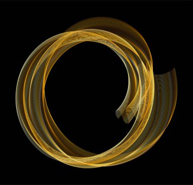 Geleceğin altın dairesel yüzüğü. Lüks yüzük çerçevesi. Ağ desenli yuvarlak kenar. Altın katmanlı parlak çizgi akışı. Vektör çizimi. EPS 10.