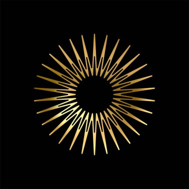 Özet Altın Yıldız ikonu. Holiday Stars sanat serisi. Art Deco modern tasarım. Geometrik Noel elementleri. Vektör çizimi. EPS 10.