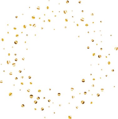 Konfeti patlaması. Altın yılan kurdelesi çerçevesi. Yıldönümü için lüks dekorasyon, Noel ve yeni yıl kartı. Satılık lüks tasarım, düğün davetiyesi. Vektör illüstrasyonu EPS10.