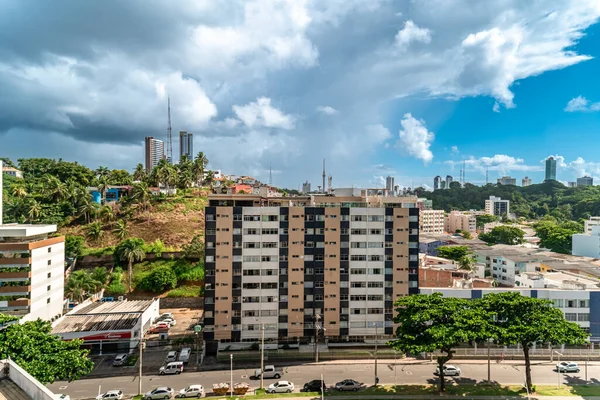 Salvador Brazylia Lutego 2022 Widok Nowoczesną Część Miasta Pobliżu Oceanu — Zdjęcie stockowe