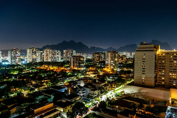 Nocna Panorama Miasta Rio Janeiro Lotu Ptaka — Zdjęcie stockowe