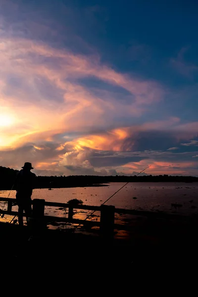 Красочный Восход Солнца Над Озером Природе Высокое Качество Фото — стоковое фото