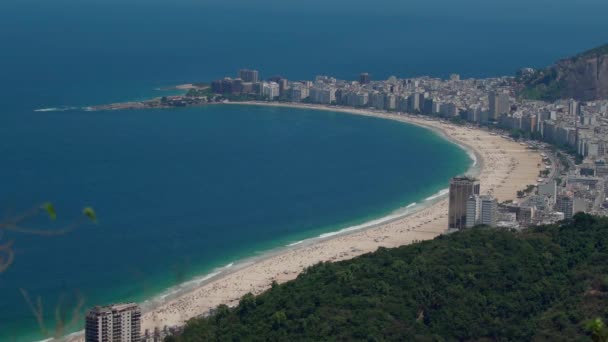 Strand Van Copacabana Brazilië Rio Janeiro Vanuit Lucht Bekeken — Stockvideo