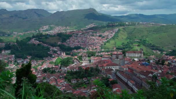 Skyline Brazilian City Ouro Preto Unesco World Heritage — Stock Video