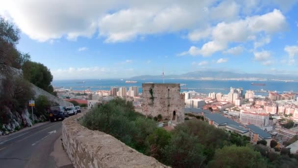 Gibraltar Enero 2020 Panorama Costa Península Ciudad Imágenes Alta Calidad — Vídeos de Stock