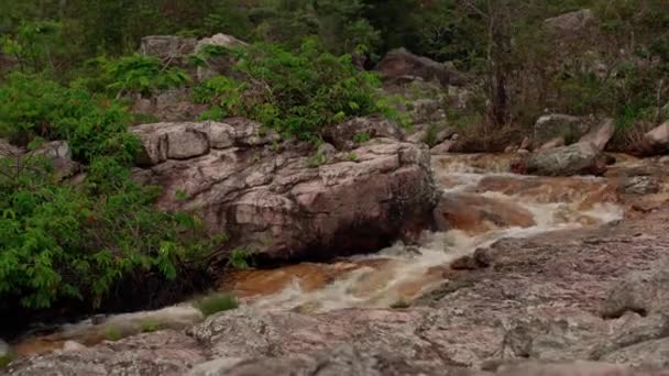 Güney Amerika Bir Dağ Nehri Taşların Arasından Akar — Stok video