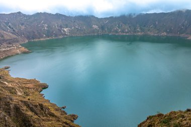 Quilotoa volcanic lake in Ecuador in South America. 