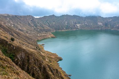 Quilotoa volcanic lake in Ecuador in South America. 