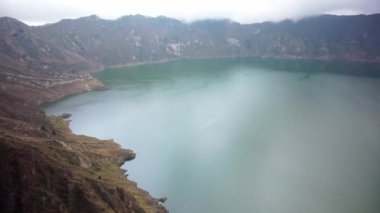 Quilotoa volcanic lake in Ecuador in South America. 