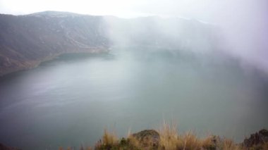 Quilotoa volcanic lake in Ecuador in South America. 