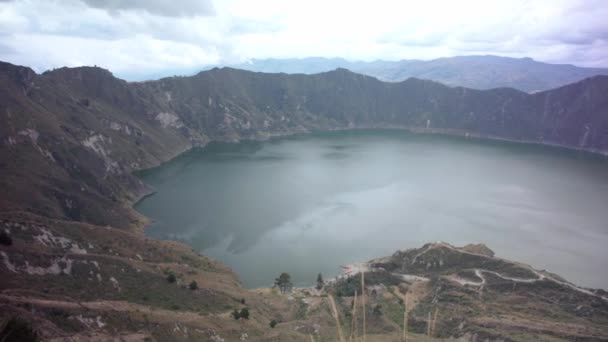 Quilotoa Ηφαιστειακή Λίμνη Στο Εκουαδόρ Στη Νότια Αμερική — Αρχείο Βίντεο