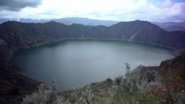 Quilotoa volcanic lake in Ecuador in South America. 