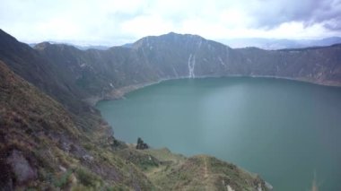 Quilotoa volcanic lake in Ecuador in South America. 