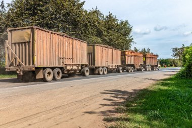 long truck from several trailers. 
