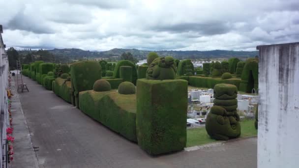 Tulcan Ecuador October 2022 Cemetery Green Sculptures Made Plants — Stockvideo