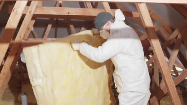 Insulation Roof Ceiling Glass Wool — Αρχείο Βίντεο