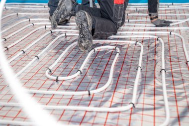 installation of underfloor heating in a new building. 