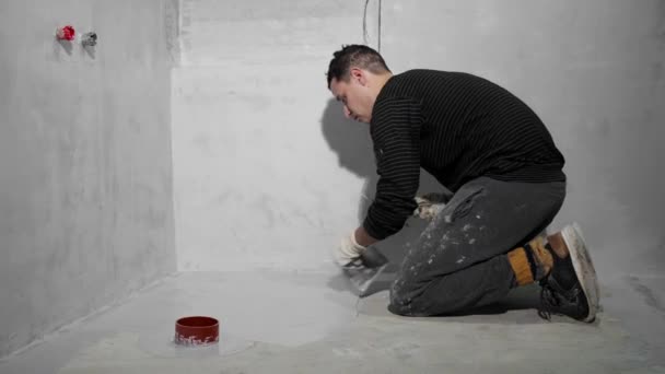 Гідроізоляція Підлоги Ванної Кімнати Новому Будинку — стокове відео