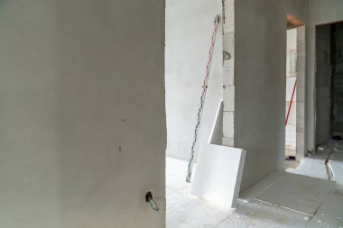 insulation of floors with polystyrene for underfloor heating. 