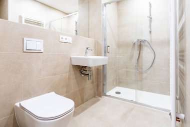 bathroom with toilet, social facilities in a new apartment. High quality photo