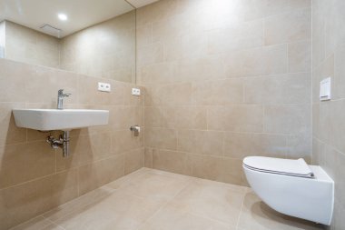bathroom with toilet, social facilities in a new apartment. High quality photo