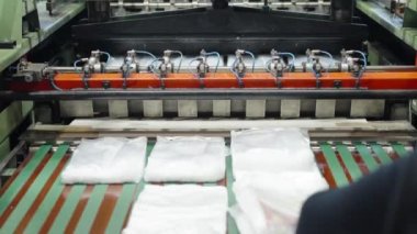 production of plastic bags in the factory. 